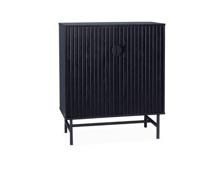 sweeek - Buffet décor bois rainuré 2 portes 80cm BAZALT