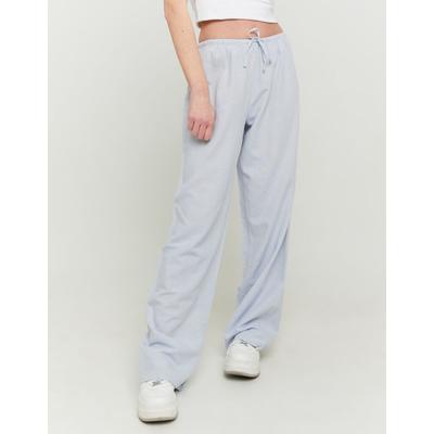 Schlupfhose TALLY WEIJL "SPALIMELANY", Damen, Gr. 42, N-Gr, blau (skyway), Web, Obermaterial: 48% Viskose, 40% Baumwolle, 12% Leinen, unifarben, weit lang, Hosen Schlupfhose, Viskosemischung, weit