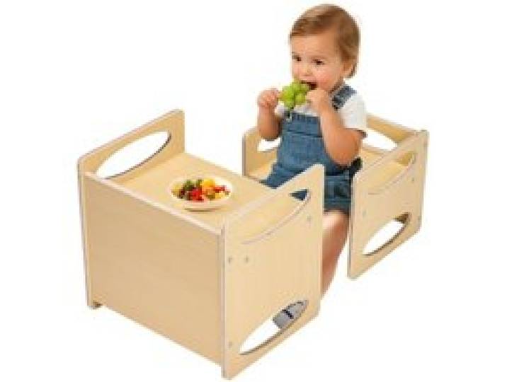 VEVOR Montessori Tisch Stuhlset Kleinkindertischset (1 Tisch + 1 Stuhl) aus Holz für 1–5-Jährige, höhenverstellbarer Aktivitätstisch Spieltisch für Kinder, ideal zum Lesen Essen Spielen – Natur