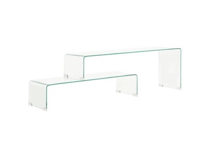 HEFZGDB 2-TLG. Couchtisch-Set aus gehärtetem Sicherheitsglas 90x30x20/110x30x40 cm, minimalistisch zeitlos, verstellbar bis 190 cm, langlebig robust, modernes Interieur,