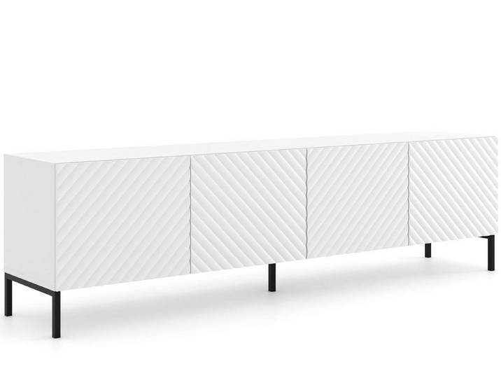 KONSIMO® Lowboard ADENO TV-Schrank, TV-Board, mit Push-to-Open-Funktion, Breite 200 cm, geriffelte matte Fronten, ABS-verstärkte Kanten, Metallfüße 15 cm