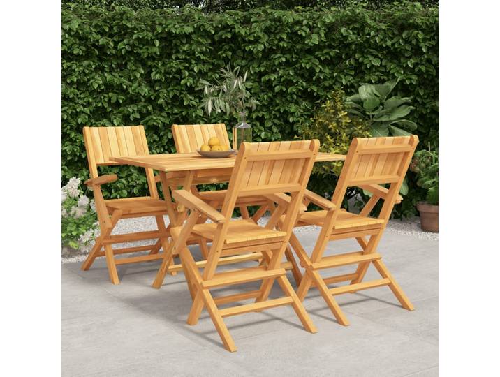 vidaXL 5-tlg. Garten-Essgruppe Massivholz Teak