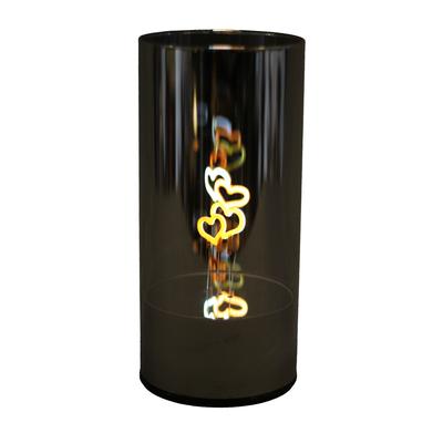 OTTO HOME LED Tischleuchte "Spiegelglas Licht IRELLA rotierendes Motiv", schwarz (braun, herzen), Ø 9cm H: 19,5cm, 1 Stk., Leuchten, 9x9cm, H. 19,5 cm. Batteriebetrieb (3 AA) mit Timer, LED Tischleuchte