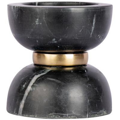 Kerzenhalter KAYOOM "Kerzenhalter Satori 125", schwarz, B:12,75cm, Marmor, Metall, Kerzenhalter, Kerzenhalter, Dekorative Kerzenhalter aus Marmor mit Metall-Ring