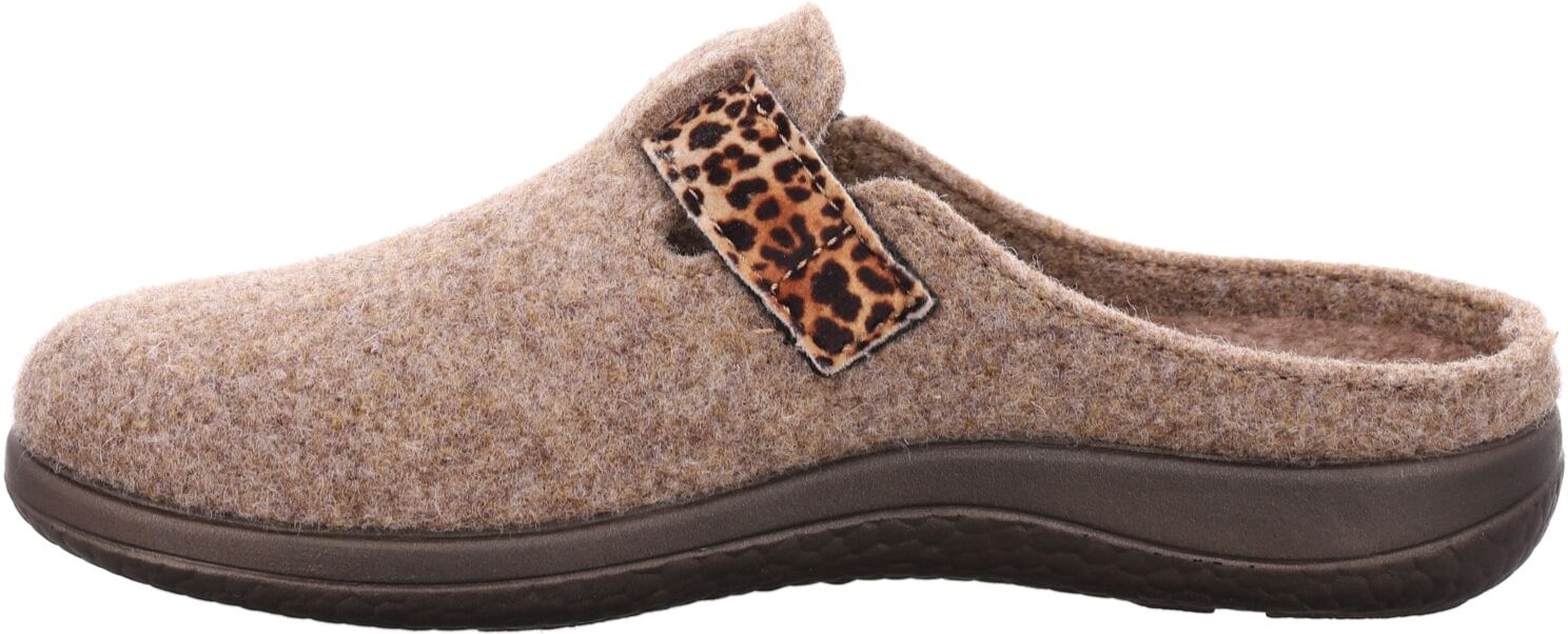 Pantoffel ROHDE "Bari", Damen, Gr. 42, Filz, beige (ginger), Schuhe Pantoffel, Hausschuh, Clog mit Klettverschluss-Riemchen ginger 42, Filz