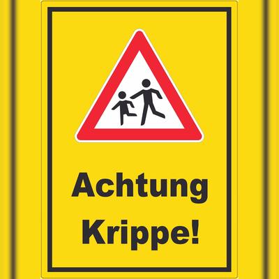 HB-Druck Achtung Krippe Aufkleber A4 (210x297mm)