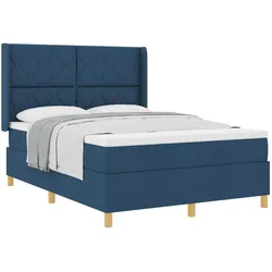 vidaXL, Boxspringbett, Boxspringbett Mit Matratze Stoff Blau (160 x 200 cm)