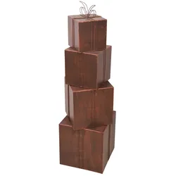 DELUKE Geschenkpakete MEFO 4er Set Stahl Rostfarben 48x35x35cm Metall-Dekoration Weihnachten