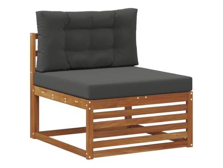 KTHLBRH Modulares Sofa-Set, 6-teilig, aus Akazienholz, Massivholz Flexible Konfiguration, Lattenrost-Rückenlehne, abnehmbare Kissen, für Garten und Terrasse