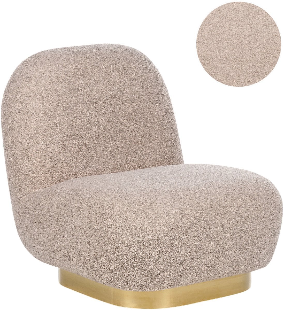 Loviisa Fauteuil met beige bouclé bekleding en gouden onderstel in art deco stijl