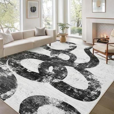 Garvee Modern Washable Swirl Area Rug