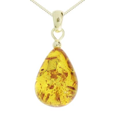 Kette mit Anhänger OSTSEE-SCHMUCK "Ostsee-Schmuck Kette mit Anhänger Tropfen ca. 20 mm lang" Gr. 45, gold, Halsketten, Damen, 45cm, Gelbgold 333, L: 42