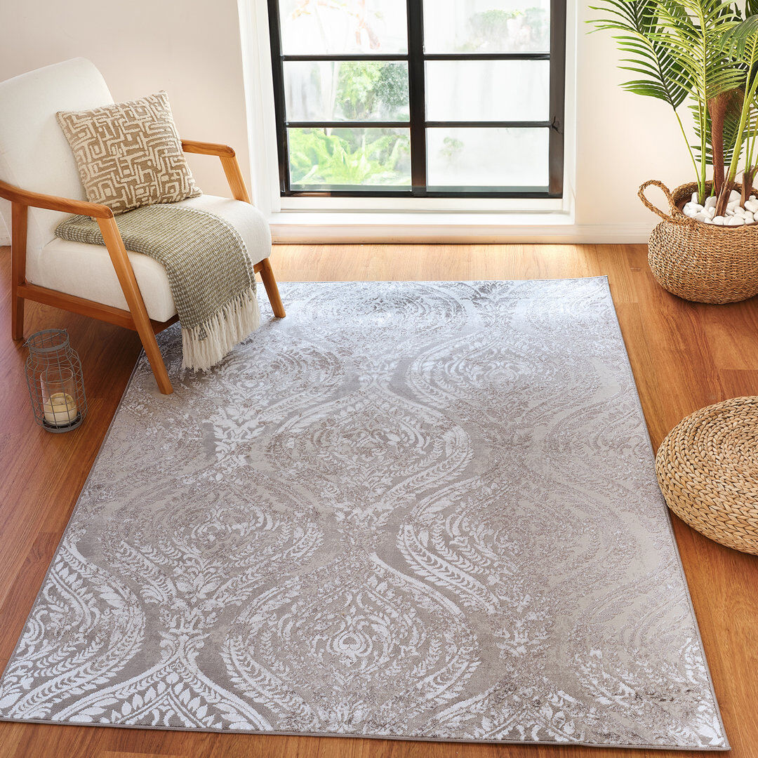 17 Stories Rectangle Oriental Area Rug Beige/Off-White/Grey Rectangle 200 x 275cm
