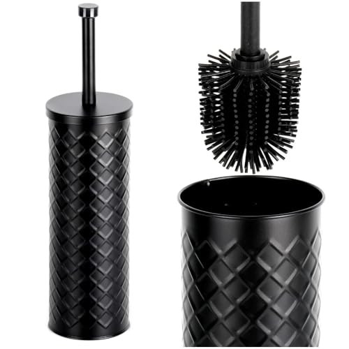 Vilde Toiletborstel met dispenser en houder, Zwart, 38 x 10 cm