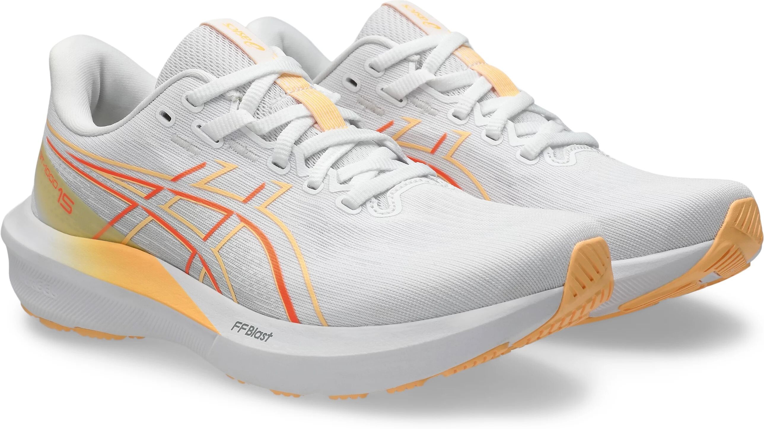Laufschuh ASICS "GT-1000 15", Damen, Gr. 37,5, weiß, vivid coral, Synthetik, Schuhe Laufschuh, für mehr Stabilität weiß, vivid coral 37,5