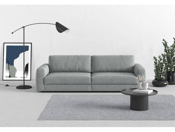 Big-Sofa, Grau Pinstripe, 264x126 cm, 100% Polyester, Extra Tiefe Sitzfläche