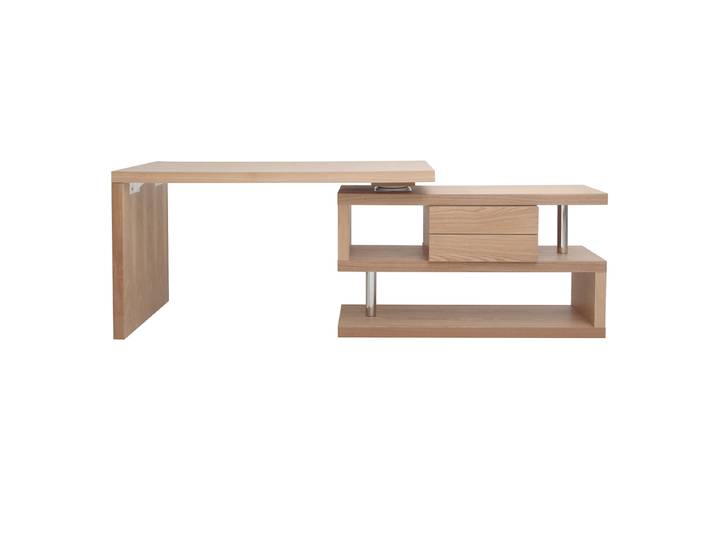 Bureau modulable design avec rangements 2 tiroirs bois clair L140-218 cm MAX