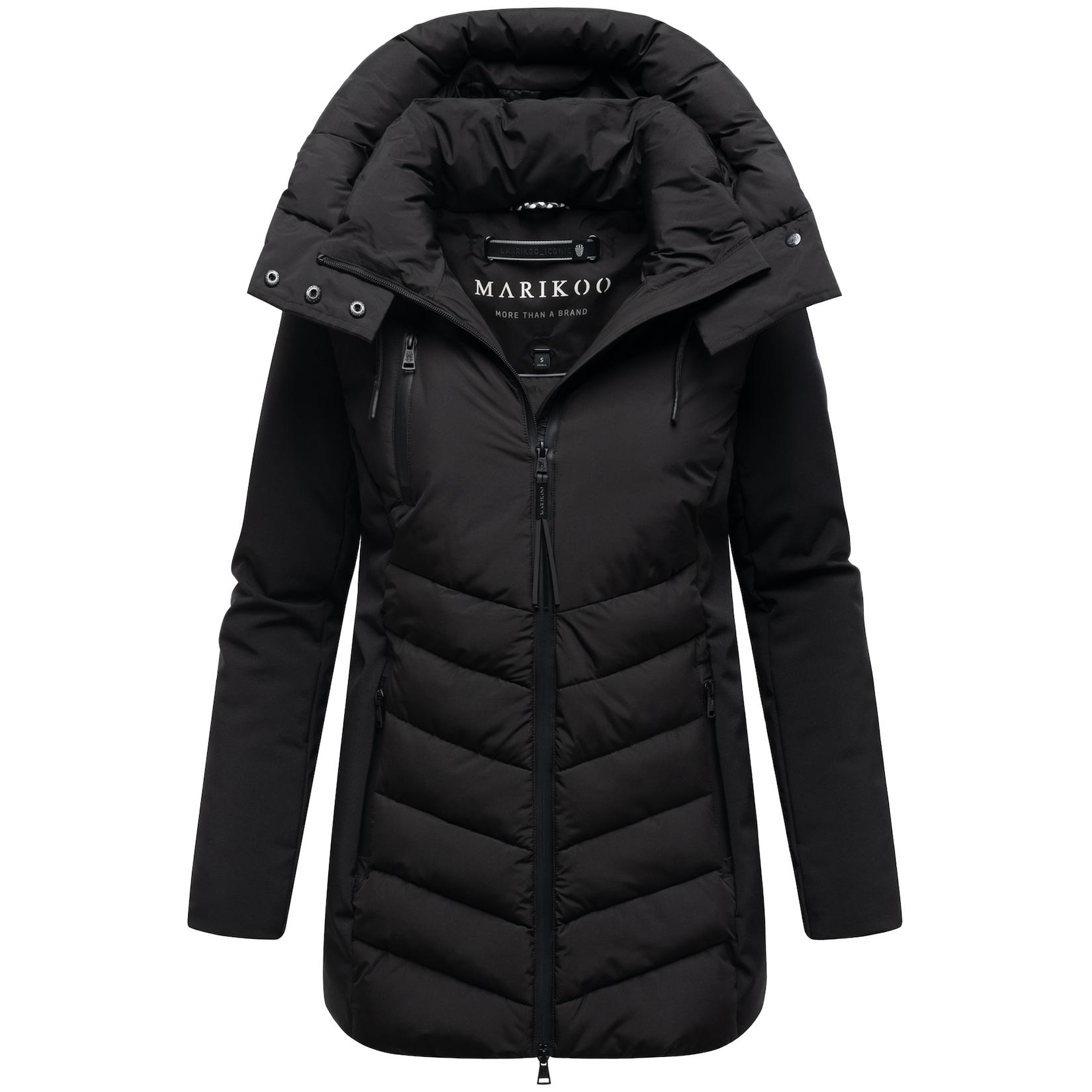 MARIKOO Damen Winter Steppjacke gesteppt Winterjacke Softshell Material, abnehmbarer Kapuze, gefüttert Tivaa