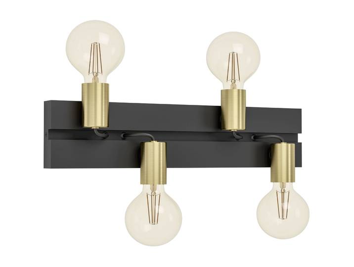 Eglo Wandlampe Macchione Schwarz/messing Stahl