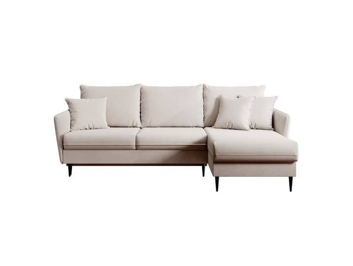 Ecksofa mit Schlaffunktion Volio, beige Samt, wasserabweisend,