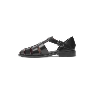 Sandale HENRY STEVENS "Wallace FSI", Herren, Gr. 41, schwarz, Kalbsleder, Schuhe Sandale