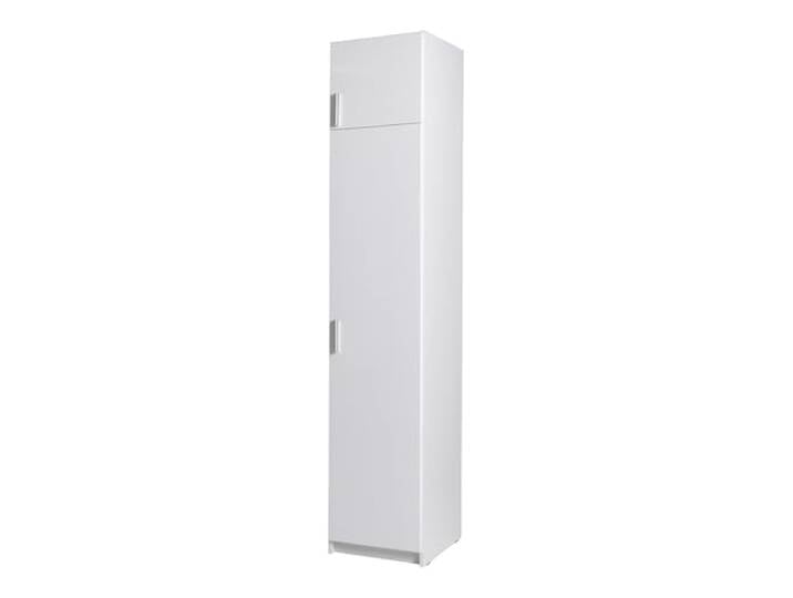 Lomadox Schlafzimmer Kleiderschrank 1-türig mit Aufsatzschrank, 47cm breit, weiß Glanz, SELAWIK-166