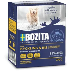 Bozita Happen in Gelee 370 Gramm Hundenassfutter Sparpaket 12 x 370 Gramm mit Hühnchen & Reis