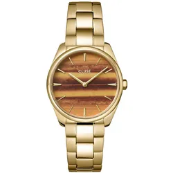 CLUSE - FÉROCE PETITE - STEEL - gold - tigers eye / 31 MM