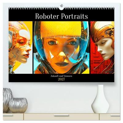 Roboter Portraits. Zukunft und Visionen (hochwertiger Premium Wandkalender 2027 DIN A2 quer), Kunstdruck in Hochglanz