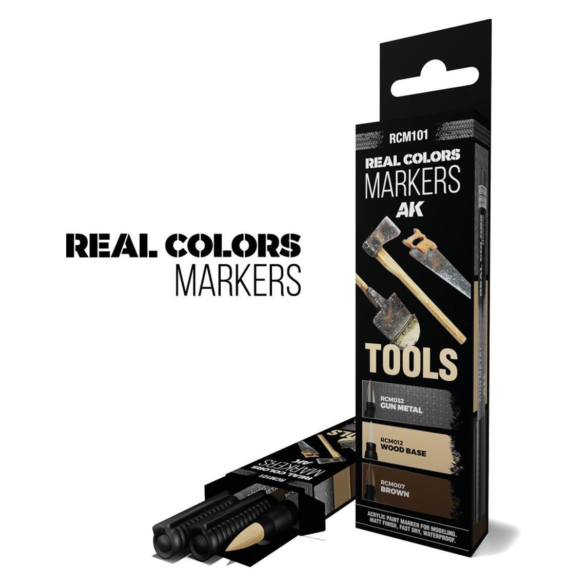 AK Interactive Tools - Set 3 Real Colors Markers (3x) (RCM101)