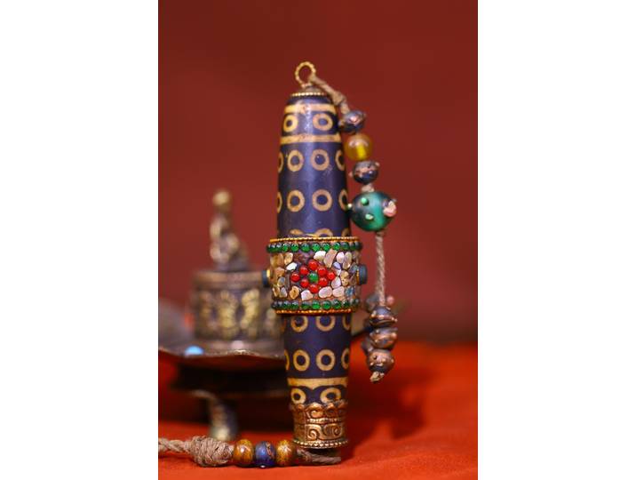 5 vieilles temples népalais vieille Agate naturelle tibétaine argent mosaïque gemme coquille gZi perles bouddha perles pendentif amulette Dharma