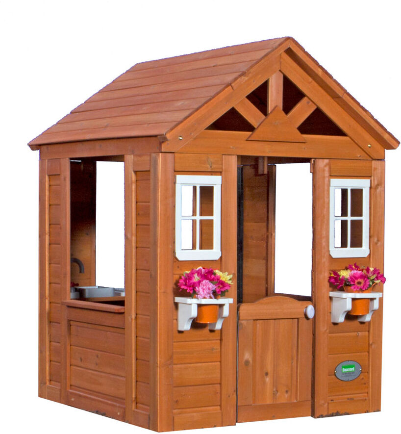Backyard Discovery 100% Cedar Wood Outdoor Garden Playhouse with Kitchen Accessories & Easy Assembly Brown 6