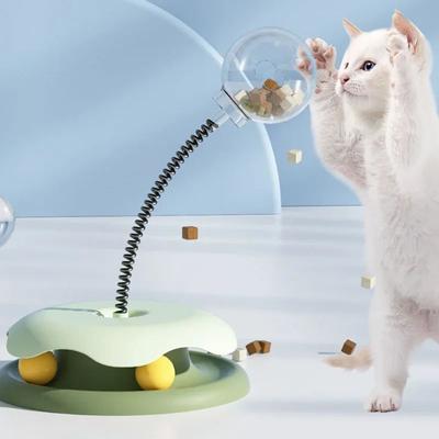 Inspire Select Interactive Treat Dispensing Puzzle Ball Slow Feeder Food Leaking Toy For Cats & Dogs With Catnip Fun blue