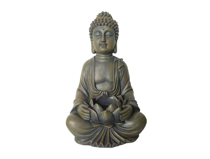 Buddha Figur 30cm mit Lotusblume Kupfer