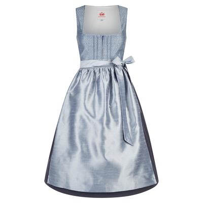 Dirndl SPIETH & WENSKY "Spieth & Wensky Dirndl Kitz", Damen, Gr. 42, blau, festlich, regular fit, eckiger Ausschnitt, Kleider, leicht strukturierte Oberfläche mit dezentem Schimmer