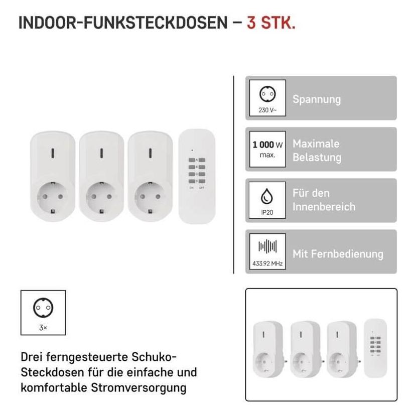 Emos Ferngesteuerte Steckdosen - Schuko (P0069)