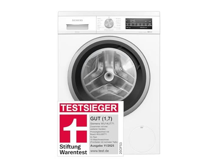 Siemens iQ500 Unterbaufähige Waschmaschine 8 kg 1400 UpM WU14UT71 Stiftung Warentest Testsieger*, zeitsparendes speedPack L, bürstenloser iQdrive Motor, aquaStop Schutz