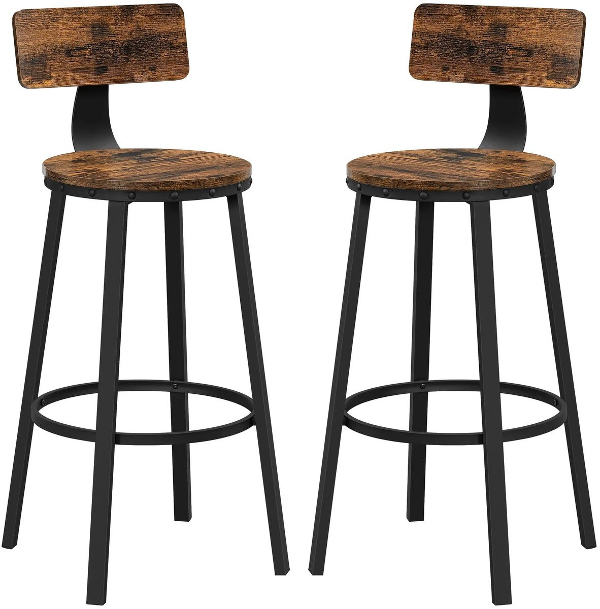 Seth Select Luxe Industriële Barkruk Set van 2 stuks - Bruin/Zwart