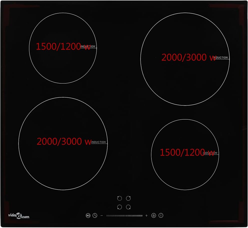 vidaXL Plaque de cuisson à induction 4 brûleurs Contrôle tactile 7000W
