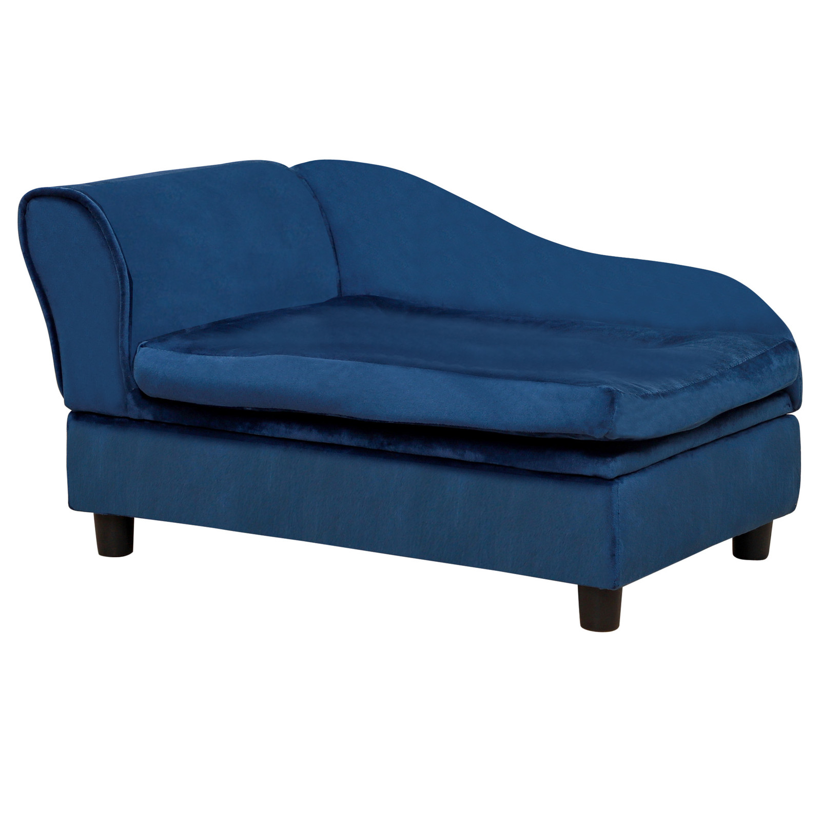 PawHut Huisdierensofa met opbergruimte en zacht kussen, blauw
