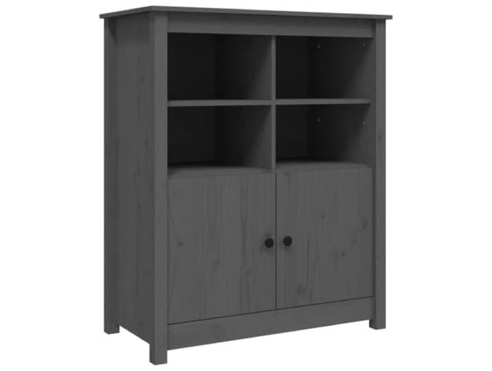 KGFHERENB Sideboard Grau 83x41,5x100 cm Massivholz Kiefer Vielseitiges Holzmöbel mit 6 Fächern für Wohnzimmer und Flur, stabile Ablage im rustikalen Landhaus-Design.