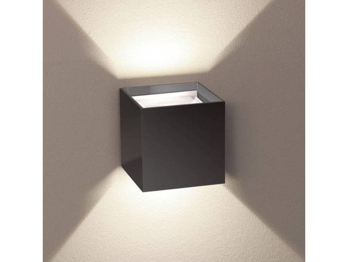 s.luce Led-Wandlampe Ixa High Power Anthrazit Quadratisch, Metall, LED integrated, 10x10x10 cm, Lampen & Leuchten, Innenbeleuchtung, Wandleuchten