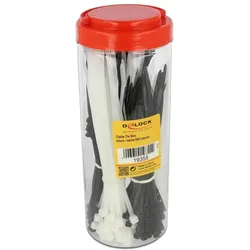 DELOCK Kabelbinder Sortimentsbox 600 Stück schwarz / weiß