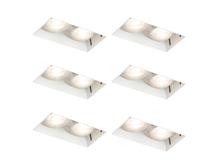 Lot de 6 spots encastrés blancs GU10 50 mm 2 lumières sans cadre