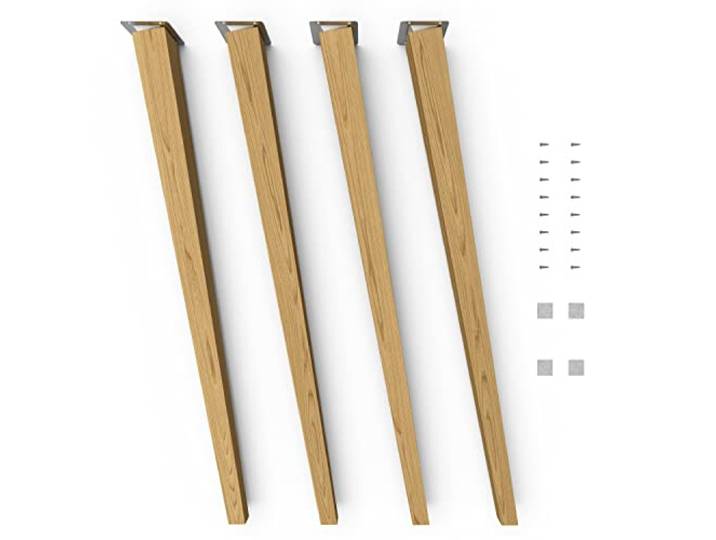 Sossai Tischbeine aus Massivholz Eiche mit Öl-Finish, Clif Square HMF4, 71 cm hoch, eckig, schräge Ausführung, für Stühle, Tische