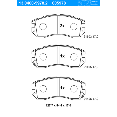 ATE Bremsbelagsatz, Scheibenbremse 13046059782 für Subaru