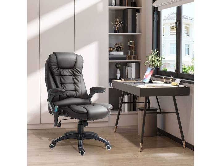 HOMCOM Fauteuil Bureau Massant Chauffant Brun