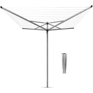 Brabantia Wäschespinne Topspinner, 310805, silber, 50m Leinenlänge, mit Bodenhülse