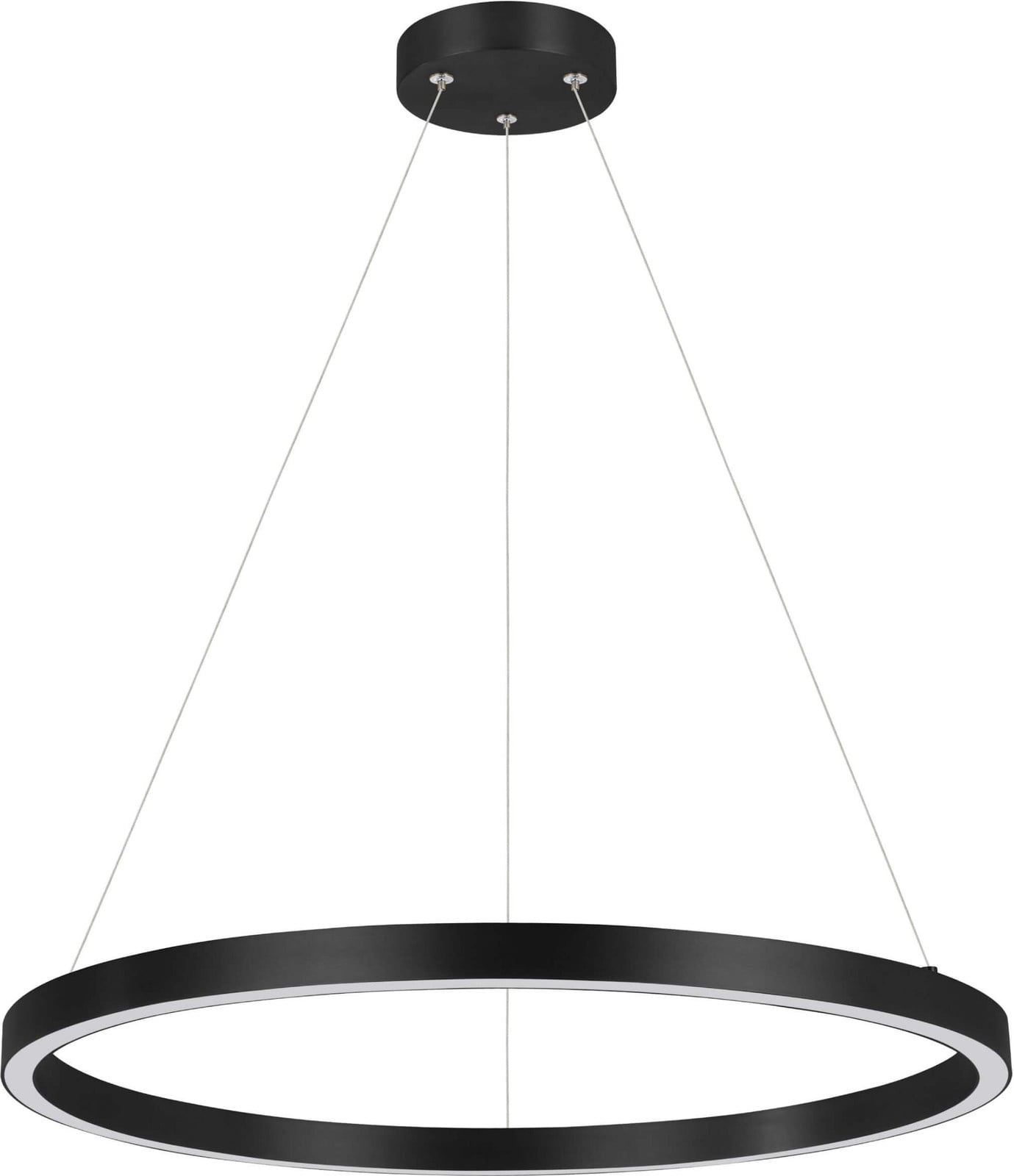 Candellux Lighting Zwarte LED-pendellamp met ringontwerp en warm wit licht