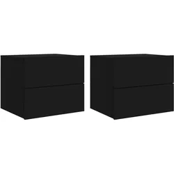 Décoshop26 - Set aus 2 wandmontierten Nachttischen mit Schubladen und LED-Beleuchtung aus schwarzem Holzwerkstoff DEC036161
